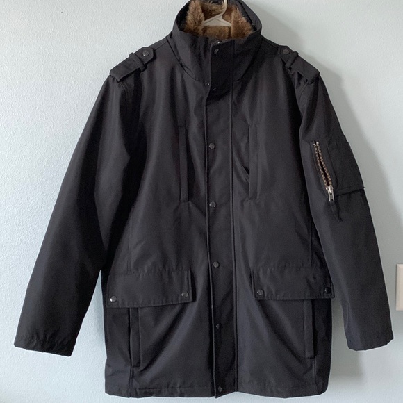 S 13/NYC Faux fur lined longline black field winter jacket! - Picture 2 of 9